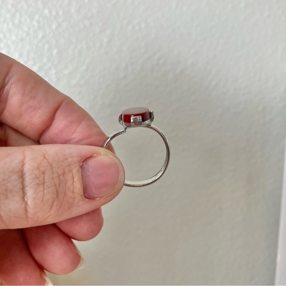 Sarah Coventry Oval Red Stone Statement Ring Coral Scarlet Orangey Bohemian - Picture 12 of 13